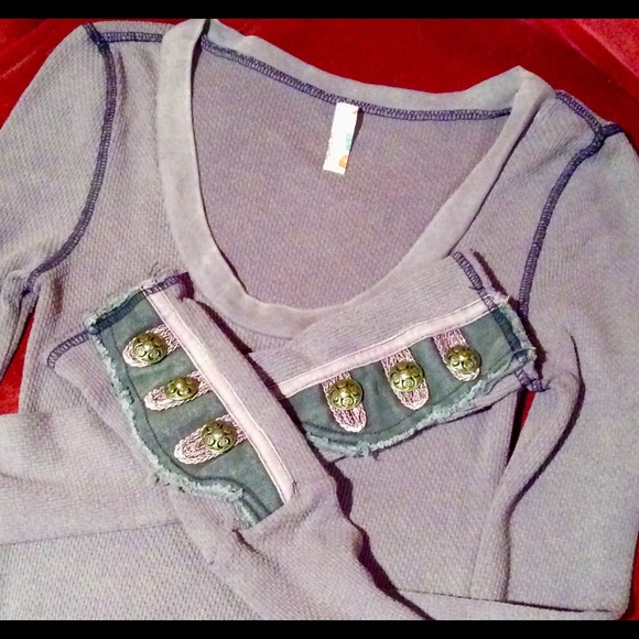 NWOT Rare Free People Thermal Waffle Knit Henley Motto Cuff - Picture 6 of 9